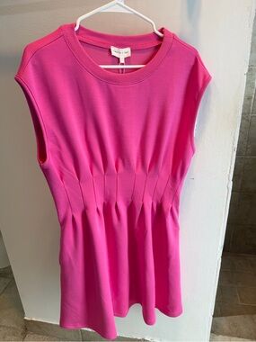 entro Hot Pink Sleeveless Pleated Waist Dress